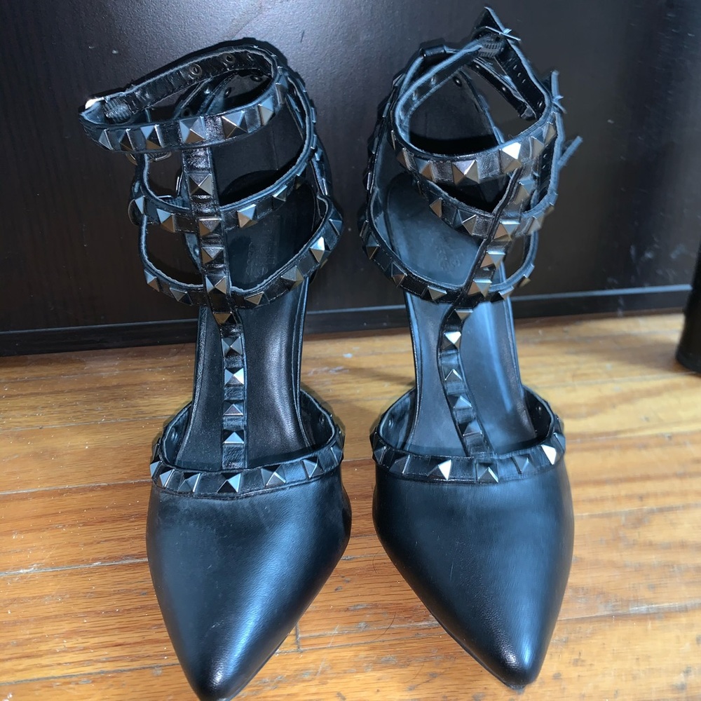 Black studded heels